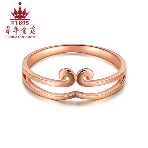 萃华金店 18k红紧箍咒戒指 情侣戒指 男女款表白款