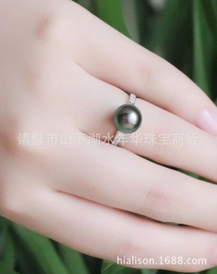 【大溪地黑色海水珍珠戒指 S925银正圆强光珍珠戒指】价格_厂家 - 中国供应商